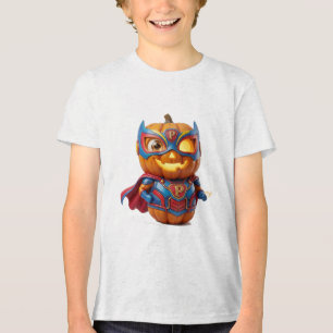 Camiseta Triblenda Superhéro de Calabaza Acuarela Lindo Héroe de Hall