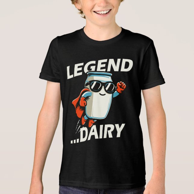 Camiseta Triblenda Superheroína Leche divertida de la leyenda (Anverso)