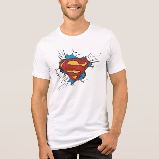 Camiseta Triblenda Superman S-Shield | Logo Dentro de las nubes (Anverso)
