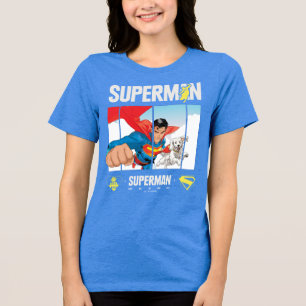 Camiseta Triblenda Superman y Krypto Take Flight
