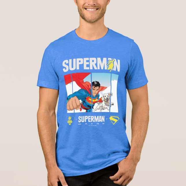 Camiseta Triblenda Superman y Krypto Take Flight (Anverso)