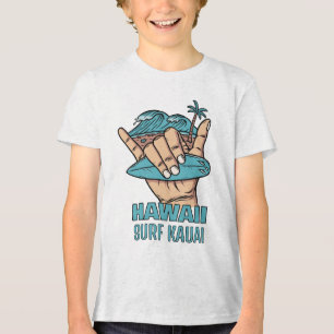 Camiseta Triblenda Surf de ubicación y nombre personalizado Shaka