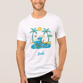 Camiseta Triblenda Surf & Waves – Cartoon Beach Men T-Shirt