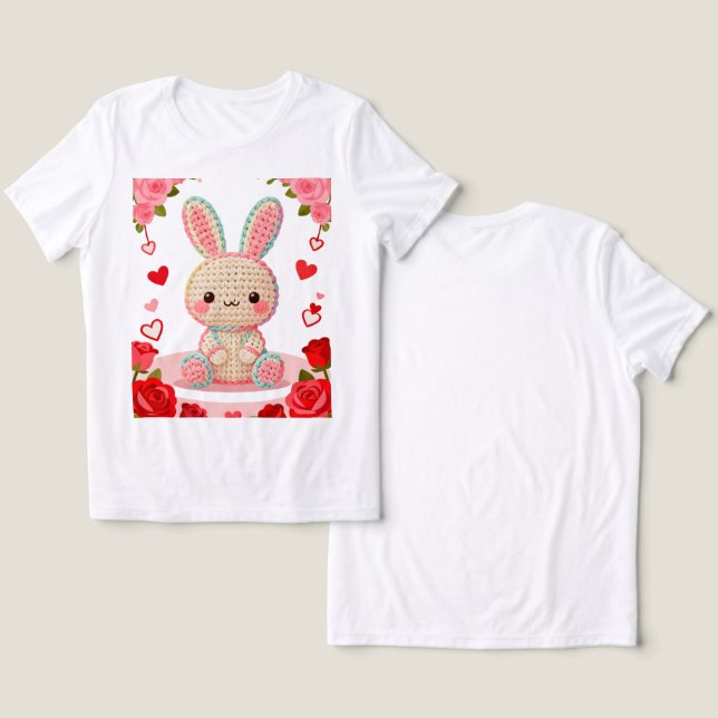 Camiseta Triblenda Sweet Crochet Bunny & Roses (Diseño Anverso y Reverso)