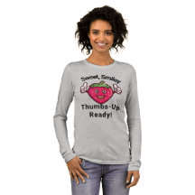 Sweet Smiley Strawberry Thumbs-Up Long Sleeve Tee