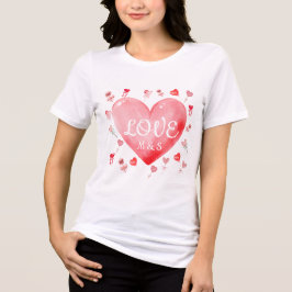 Camiseta Triblenda Sweet Watercolor Heart Valentine T-Shirt