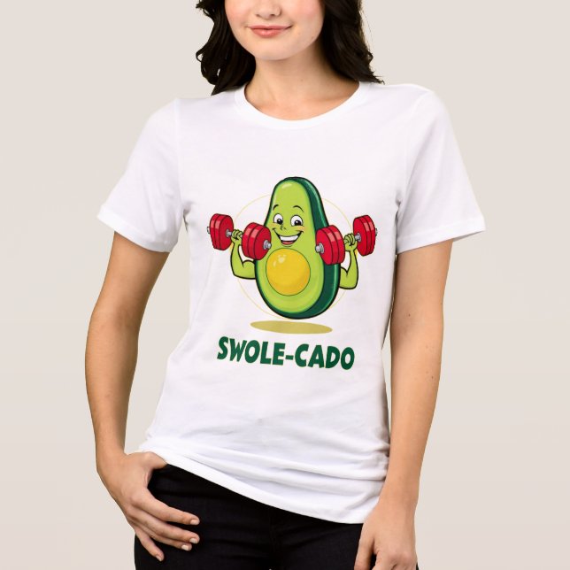 Camiseta Triblenda Swole-cado - Funny Aguacate Gym T-Shirt (Anverso)