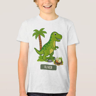 Camiseta Triblenda T-Rex Personalizado Dinosaurio Lindo