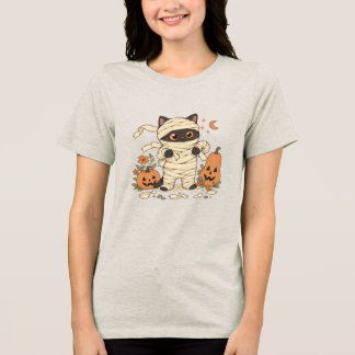 Camiseta Triblenda T-shirt Black Cat Skull Halloween