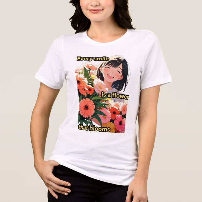 Camiseta Triblenda T-shirt Flowers &Smiles (Anverso)