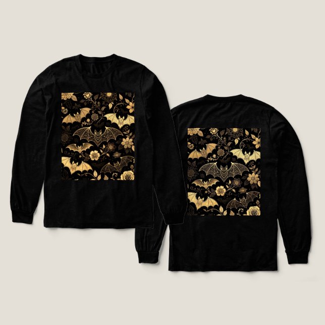 Camiseta Triblenda t-shirt pattern with golden bats (Diseño frontal y trasero)