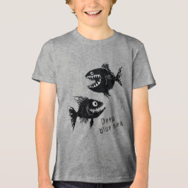 Camiseta Triblenda T-shirt Two scary fish, tattoo style, personalized