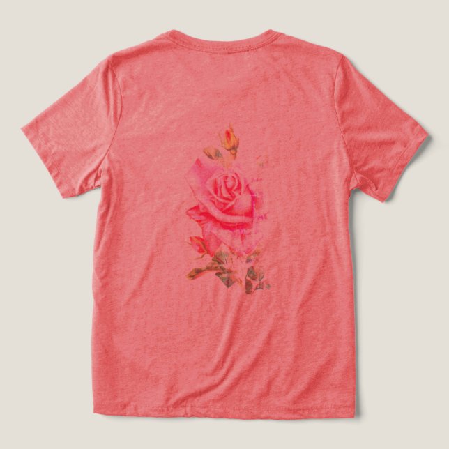 CAMISETA TRIBLENDA T SHIRT WOMENS BELLA TRI DISEÑO DE FLORES (Diseño Reverso )