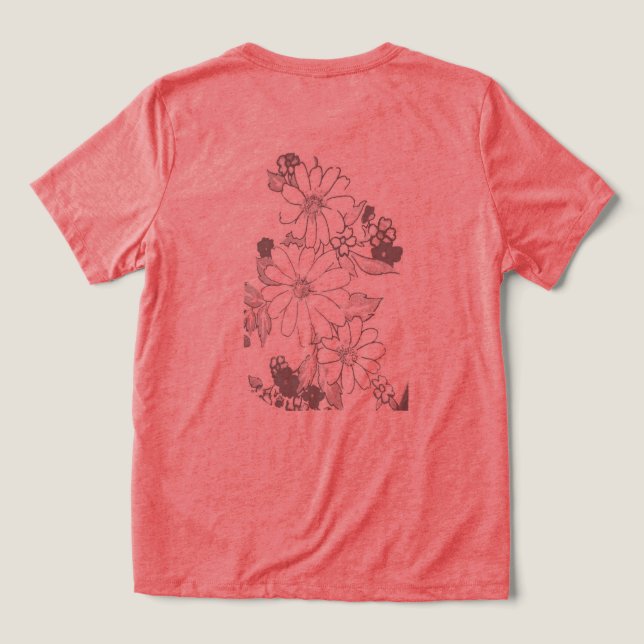 CAMISETA TRIBLENDA T SHIRT WOMENS BELLA TRI DISEÑO DE FLORES (Diseño Reverso )