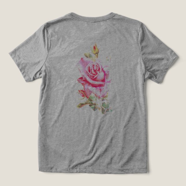 CAMISETA TRIBLENDA T SHIRT WOMENS BELLA TRI DISEÑO DE FLORES (Diseño Reverso )
