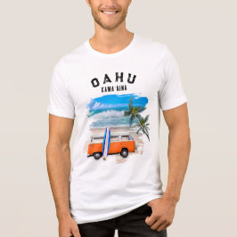 Camiseta Triblenda Tabla de surf Oahu Kamaʻaina Naranja Vintage Van