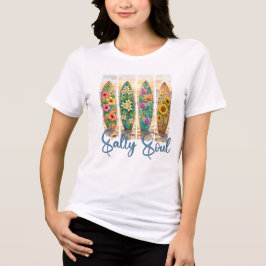 Camiseta Triblenda Tablas de Surf Florales Alma Salada Atardecer en l
