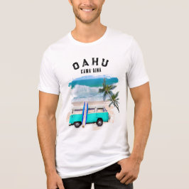 Camiseta Triblenda Tablón de surf vintage turquesa Oahu Kamaʻaina Van