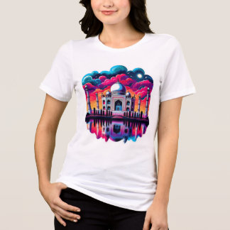 Camiseta Triblenda Taj Mahal bajo un hermoso y colorido cielo arco ir