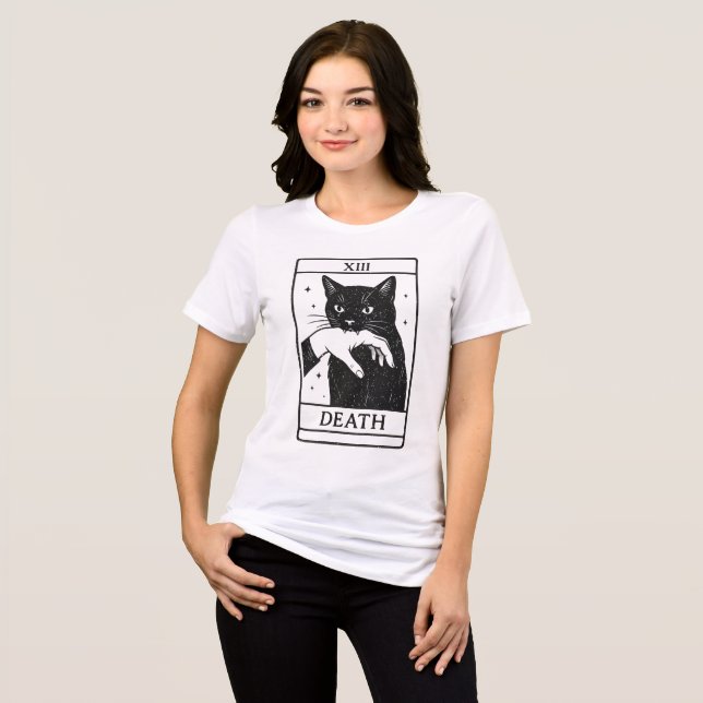 Camiseta Triblenda Tarot Card Black Cat Shirt – Tarot Death Tee, Witc (Anverso Completo)