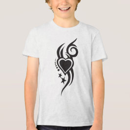 Camiseta Triblenda Tatuaje de Corazón Floral Ornamental