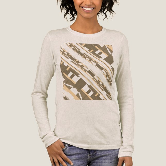 Camiseta Triblenda Taupe Light Tan Southwest Look Slanted Art Motif (Anverso)
