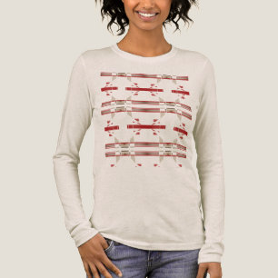 Camiseta Triblenda Taupe Rojo Oscuro Tan Filas Horizontales Aspecto S