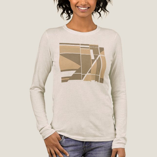 Camiseta Triblenda Taupe Tan Cajas Geométricas Resumen Diseño tipo MC (Anverso)