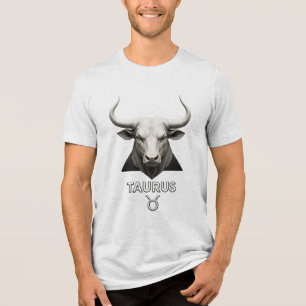 Camiseta Triblenda Tauro Zodíaco Toro Clásico Astrología Blanco Negro