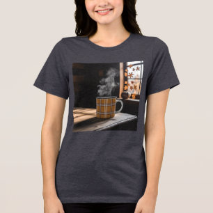 Camiseta Triblenda Taza de café a cuadros Patrón Heritage Otoño Vapor