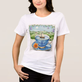 Camiseta Triblenda Taza de té y platillo azules