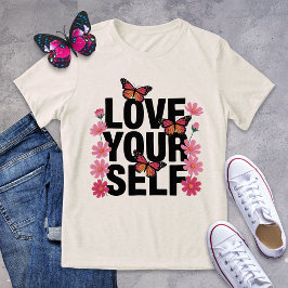 Camiseta Triblenda Te amo mariposa y gráfico de flores