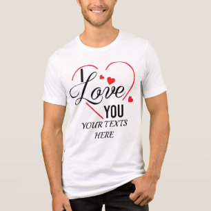 Camiseta Triblenda Te amo texto con gráfico de forma de corazón rojo