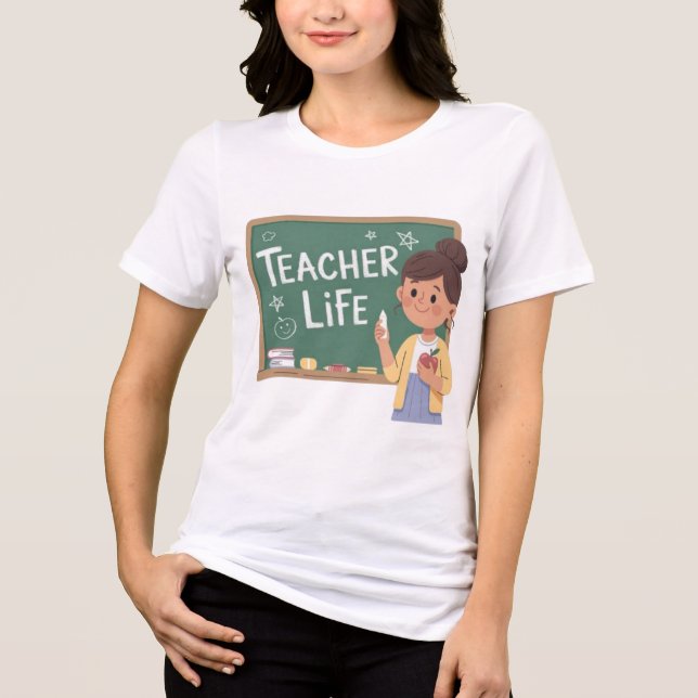 Camiseta Triblenda Teacher Life Cute Teacher Chalkboard Women T-Shirt (Anverso)