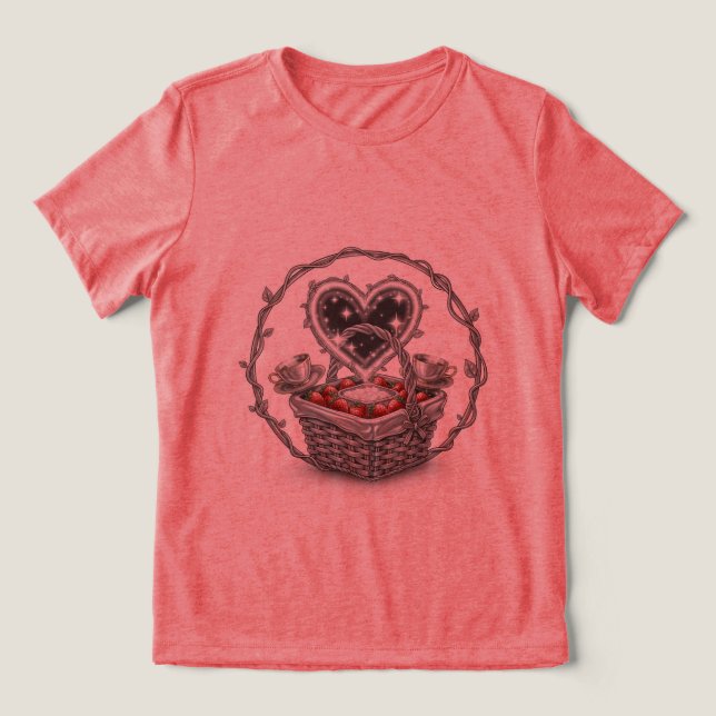 Camiseta Triblenda Tee 🍓 de cesta de fresa dulce 🤍 (Diseño delantero )