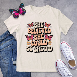 Camiseta Triblenda Tee de empoderamiento de mariposa retro - Creía