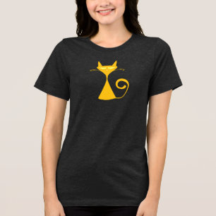Camiseta Triblenda Tee de gato Personalizado amarillo y soleado - bri