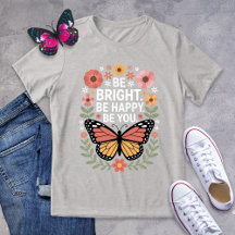 Tee de mariposa floral retro inspiradora