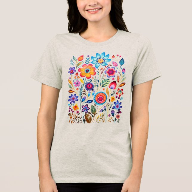 Camiseta Triblenda "Tee de mujeres con tres mezclas de flores silvest (Anverso)