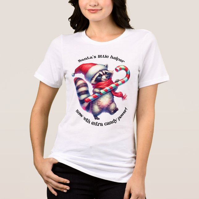 Camiseta Triblenda Tee de Navidades divertidos: mapache de caña de ca (Anverso)