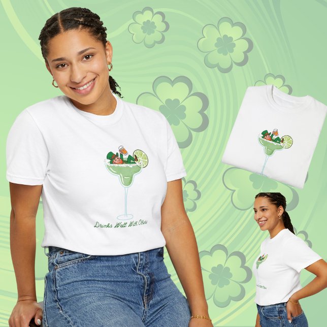 Camiseta Triblenda Tee del bebé del Día de San Patricio - Leprechaun  (St. Patrick's Day Baby Tee - Vintage Leprechaun Martini Design | Funny Irish Shirt for Women)