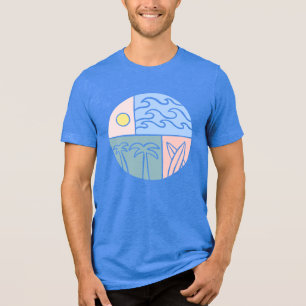 Camiseta Triblenda Tee gráfico de Paisaje Costero - Sol, Surf y Palm
