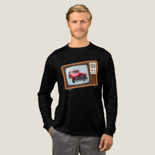 Camiseta Triblenda Televisión Retro con Arte de Coche Clásico Rojo Vi