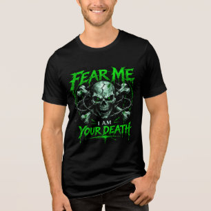 Camiseta Triblenda Témanme – Soy Tu Muerte   Metal de Cráneo Gótico
