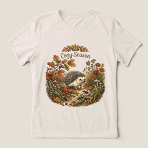 Camiseta Triblenda Temporada Acogedora Erizo Lindo Otoño Cottagecore