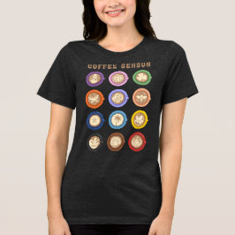 Camiseta Triblenda Temporada de café, arte latte mensual