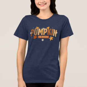 Camiseta Triblenda Temporada de calabaza Patrón de otoño con Flora