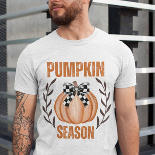 Camiseta Triblenda Temporada de calabaza retro Coquette Bow Fall Flor