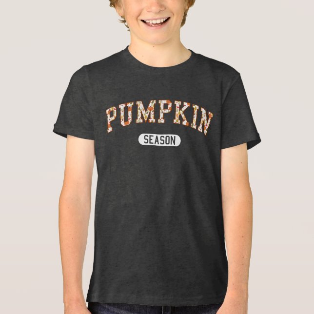 Camiseta Triblenda Temporada de calabaza - Tee gráfico de otoño (Anverso)