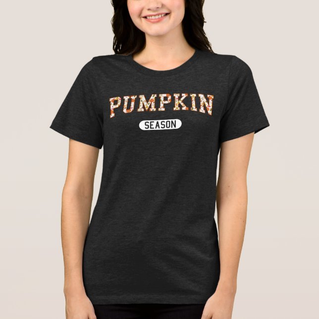 Camiseta Triblenda Temporada de calabaza - Tee gráfico de otoño (Anverso)